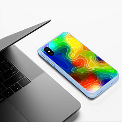 Чехол iPhone XS Max матовый Разноцветная абстрактная композиция, цвет: 3D-голубой — фото 2