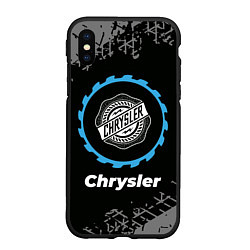 Чехол iPhone XS Max матовый Chrysler в стиле Top Gear со следами шин на фоне