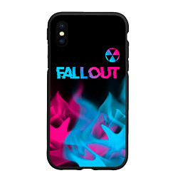 Чехол iPhone XS Max матовый Fallout - neon gradient: символ сверху