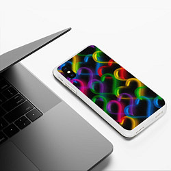 Чехол iPhone XS Max матовый Граффити - неоновые сердца, цвет: 3D-белый — фото 2