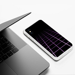 Чехол iPhone XS Max матовый Неоновая сетка - оптическая иллюзия, цвет: 3D-белый — фото 2
