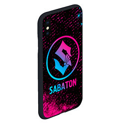 Чехол iPhone XS Max матовый Sabaton - neon gradient, цвет: 3D-черный — фото 2