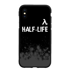Чехол iPhone XS Max матовый Half-Life glitch на темном фоне: символ сверху, цвет: 3D-черный