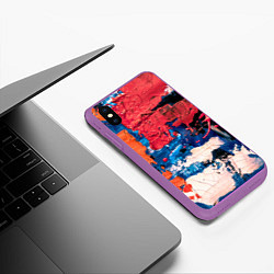 Чехол iPhone XS Max матовый Текстура из красок, цвет: 3D-фиолетовый — фото 2