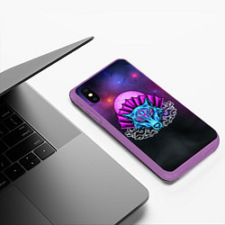 Чехол iPhone XS Max матовый Маска волка, цвет: 3D-фиолетовый — фото 2