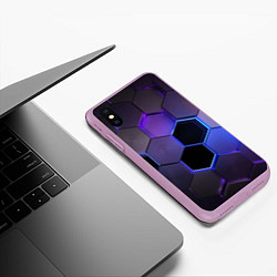 Чехол iPhone XS Max матовый Стеклянные цветные соты - текстура, цвет: 3D-сиреневый — фото 2