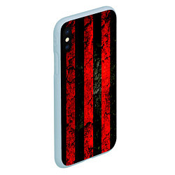 Чехол iPhone XS Max матовый Красно-черный фон в полоску, цвет: 3D-голубой — фото 2