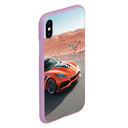 Чехол iPhone XS Max матовый Chevrolet Corvette - Motorsport - Desert, цвет: 3D-сиреневый — фото 2