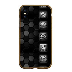 Чехол iPhone XS Max матовый Geometry Dash game, цвет: 3D-коричневый