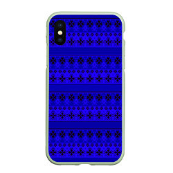 Чехол iPhone XS Max матовый Скандинавский орнамент Синий кобальт