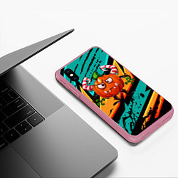 Чехол iPhone XS Max матовый Злая тыква, цвет: 3D-малиновый — фото 2