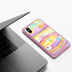 Чехол iPhone XS Max матовый Капли солнечного света абстракция, цвет: 3D-розовый — фото 2