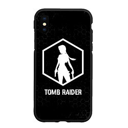 Чехол iPhone XS Max матовый Tomb Raider glitch на темном фоне