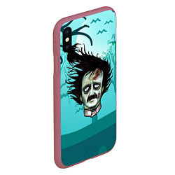 Чехол iPhone XS Max матовый Голова зомби, цвет: 3D-малиновый — фото 2