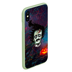 Чехол iPhone XS Max матовый Голова зомби, цвет: 3D-салатовый — фото 2