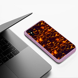 Чехол iPhone XS Max матовый Раскалённый камуфляж, цвет: 3D-сиреневый — фото 2