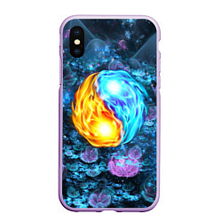 Чехол iPhone XS Max матовый Инь Ян, цвет: 3D-сиреневый