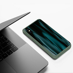 Чехол iPhone XS Max матовый Абстрактные волны в темноте, цвет: 3D-темно-зеленый — фото 2