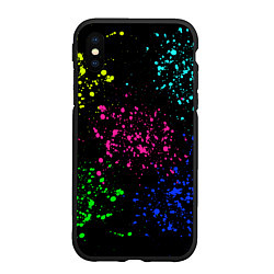 Чехол iPhone XS Max матовый Брызги неоновых красок