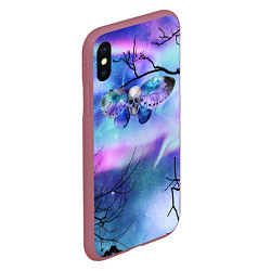 Чехол iPhone XS Max матовый Бабочка - череп, цвет: 3D-малиновый — фото 2