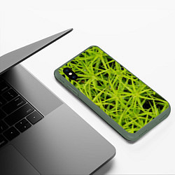 Чехол iPhone XS Max матовый Сфагнум, цвет: 3D-темно-зеленый — фото 2