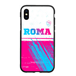 Чехол iPhone XS Max матовый Roma neon gradient style: символ сверху, цвет: 3D-черный