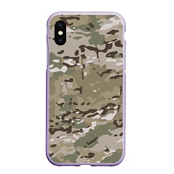 Чехол iPhone XS Max матовый Камуфляж Multicam, цвет: 3D-светло-сиреневый