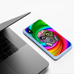 Чехол iPhone XS Max матовый Зомби в распираторе, цвет: 3D-голубой — фото 2