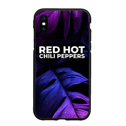 Чехол iPhone XS Max матовый Red Hot Chili Peppers neon monstera