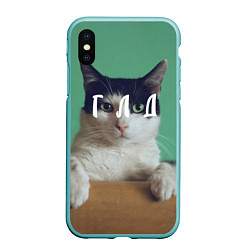 Чехол iPhone XS Max матовый Мем с котом - голод, цвет: 3D-мятный