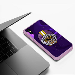 Чехол iPhone XS Max матовый Зомби в каске, цвет: 3D-сиреневый — фото 2
