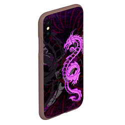 Чехол iPhone XS Max матовый Неоновый дракон purple dragon, цвет: 3D-коричневый — фото 2