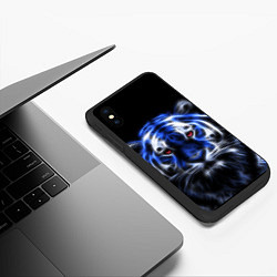 Чехол iPhone XS Max матовый Синий неоновый тигр, цвет: 3D-черный — фото 2