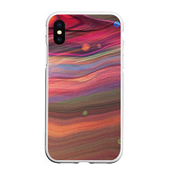 Чехол iPhone XS Max матовый Розово-оранжевый абстрактный песок, цвет: 3D-белый