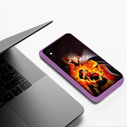 Чехол iPhone XS Max матовый One Punch-Man-красный кулак, цвет: 3D-фиолетовый — фото 2