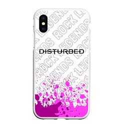 Чехол iPhone XS Max матовый Disturbed rock legends: символ сверху, цвет: 3D-белый