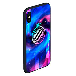 Чехол iPhone XS Max матовый Club Brugge неоновый космос, цвет: 3D-черный — фото 2