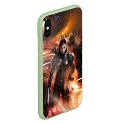 Чехол iPhone XS Max матовый Mass Effect N7 - Jane Shepard, цвет: 3D-салатовый — фото 2