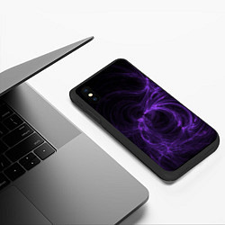 Чехол iPhone XS Max матовый Сиреневая абстракция из звуковых волн, цвет: 3D-черный — фото 2