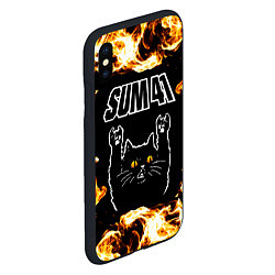 Чехол iPhone XS Max матовый Sum41 рок кот и огонь, цвет: 3D-черный — фото 2