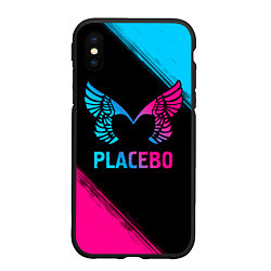 Чехол iPhone XS Max матовый Placebo - neon gradient, цвет: 3D-черный