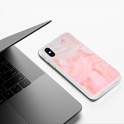 Чехол iPhone XS Max матовый Aesthetic visual art pink feathers, цвет: 3D-белый — фото 2