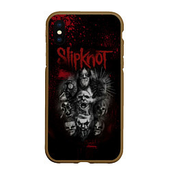 Чехол iPhone XS Max матовый Slipknot dark red