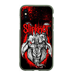 Чехол iPhone XS Max матовый Slipknot - красный козел