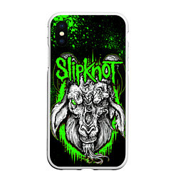 Чехол iPhone XS Max матовый Slipknot зеленый козел, цвет: 3D-белый