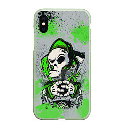 Чехол iPhone XS Max матовый Slipknot скелет green