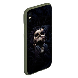 Чехол iPhone XS Max матовый Hands on skull, цвет: 3D-темно-зеленый — фото 2