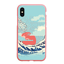 Чехол iPhone XS Max матовый Морской пейзаж с большими волнами на закате, цвет: 3D-баблгам