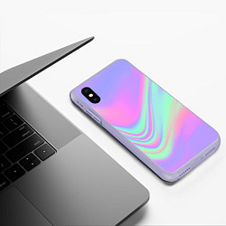 Чехол iPhone XS Max матовый Цветные волны, цвет: 3D-светло-сиреневый — фото 2