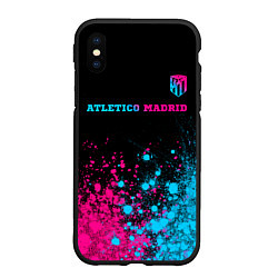 Чехол iPhone XS Max матовый Atletico Madrid - neon gradient: символ сверху